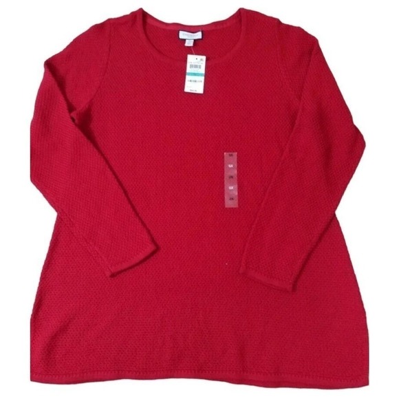 Charter Club Woman ~Plus Size 0X~Sweater Tunic New Red Amore NWT $69.50 - Picture 1 of 6